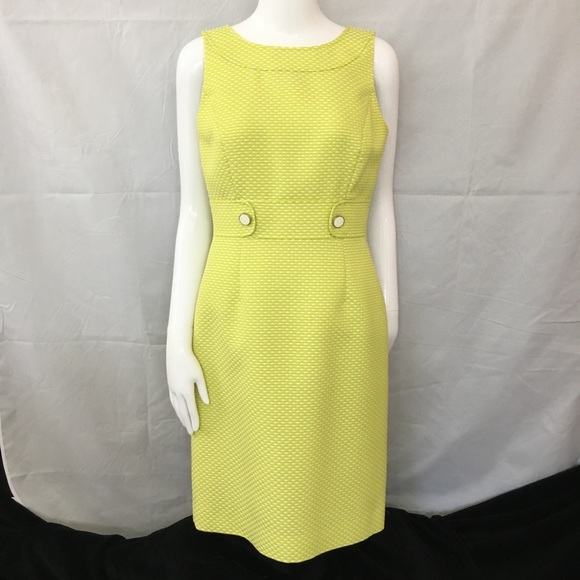 TAHARI Yellow White Dress Sleeveless Size 4 - EUC - Picture 1 of 10